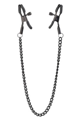 Черные зажимы на соски на цепочке Deluxe Nipple Clamps