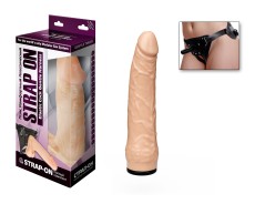 Страпон телесного цвета на регулируемых ремешках - 17 см.