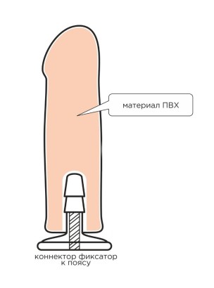 Страпон телесного цвета на регулируемых ремешках - 17 см.