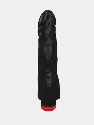 Чёрный вибромассажер с широким основанием - 18,8 см.