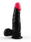 Чёрный фаллоимитатор с красной головкой - 18,5 см.