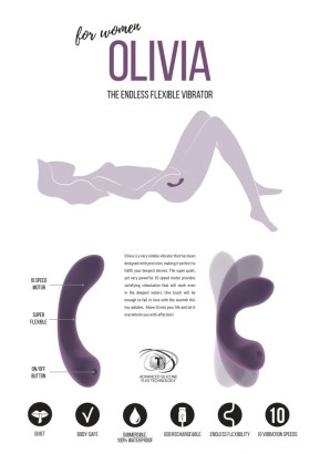 Фиолетовый гнущийся вибратор Olivia - 15,6 см.