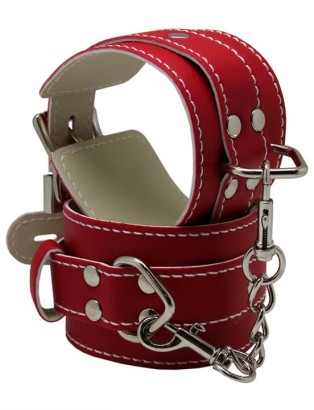 Красные регулируемые наручники с фиксацией на карабинах