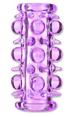 Фиолетовая насадка на пенис с шипами и шишечками