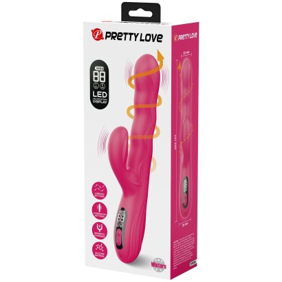 Розовый вибростимулятор-кролик с волновыми движениями Winters - 25,2 см.