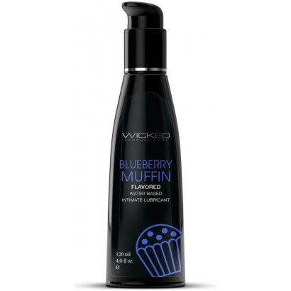 Лубрикант на водной основе с ароматом черничного маффина Wicked Aqua Blueberry Muffin - 120 мл.