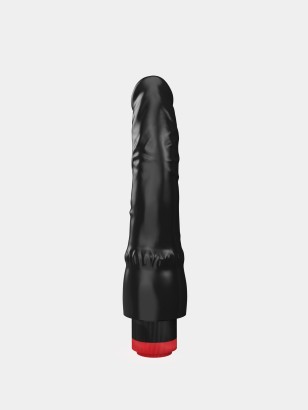 Чёрный вибромассажер-реалистик - 19,3 см.