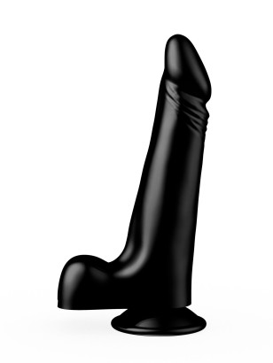 Чёрный фаллоимитатор с вытянутой головкой - 17,8 см.