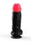 Чёрный фаллоимитатор с красной головкой - 20 см.
