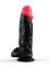 Чёрный фаллоимитатор с красной головкой - 20 см.