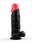 Чёрный фаллоимитатор с красной головкой - 20 см.