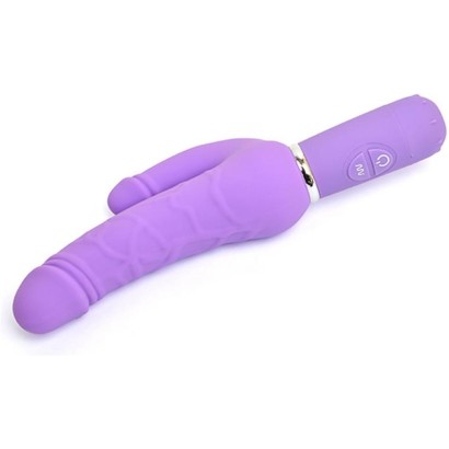 Фиолетовый вибратор Levina Double Penis - 21,5 см.