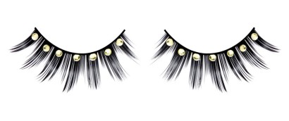 Чёрные ресницы с жёлтыми стразиками