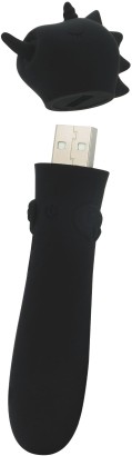 Черная вибропуля Unihorn USB Wild Spirit со стимуляцией язычком