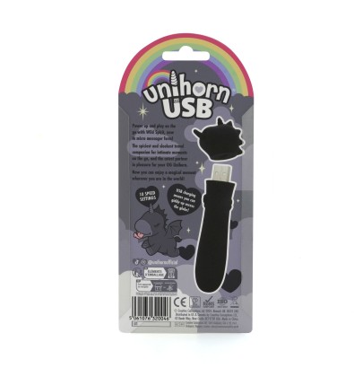 Черная вибропуля Unihorn USB Wild Spirit со стимуляцией язычком