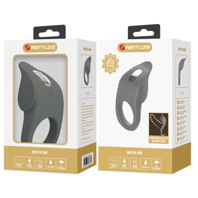 Серое эрекционное кольцо с вибростимуляцией клитора Alto