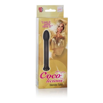 Чёрный вибромассажер Coco Licious Slender Tulip Vibes - 17 см.