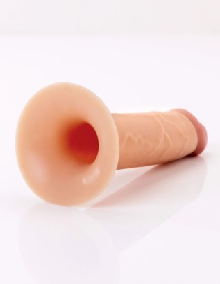 Телесный полый страпон на черных ремнях Hollow Silicone Strap-on - 17,8 см.