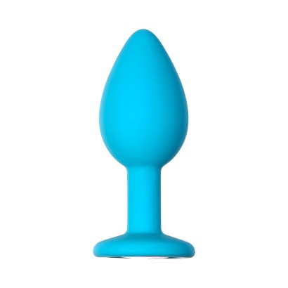 Малая голубая анальная пробка Emotions Cutie Small с розовым кристаллом - 7,5 см.