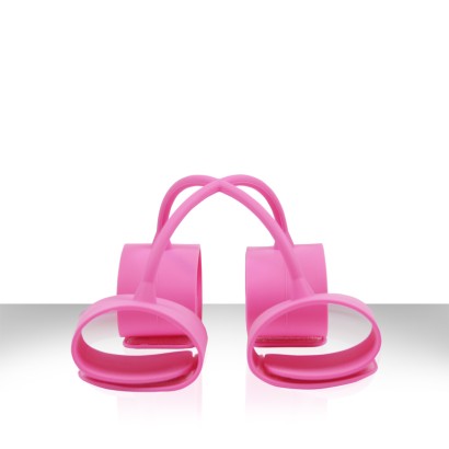 Набор розовых наножников и наручников Silicone Submissions Hog Tie Cuffs