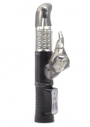 Чёрный вибратор Elephant со слоником для клиторальной стимуляции - 23 см.