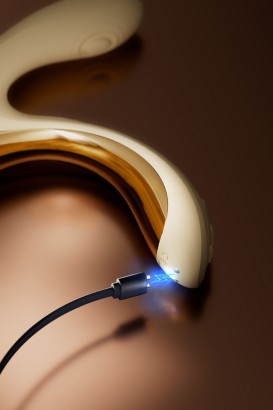 Белый вибромассажёр G-зоны Talis с пульсацией, вакуумной стимуляцией и функцией нагрева