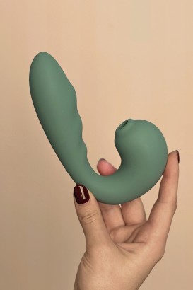 Зеленый вибратор с вакуумной стимуляцией Duo Viro