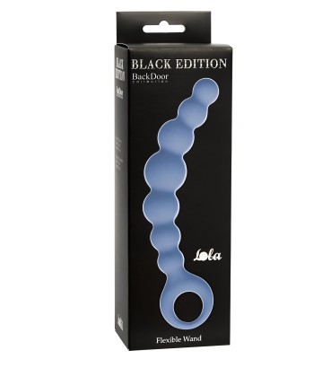 Синяя упругая анальная цепочка Flexible Wand - 18 см.