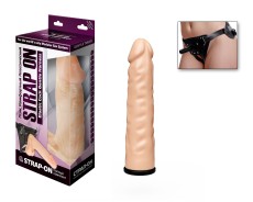 Телесная насадка-фаллос на трусиках с плугом - 16,5 см.