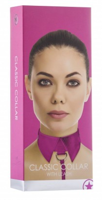 Розовый кожаный воротник с поводком Pink OUCH! 