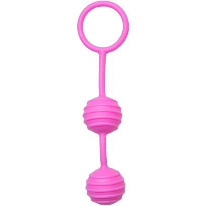 Розовые вагинальные шарики с ребрышками Pleasure Balls