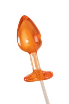 Оранжевый леденец в форме анальной пробки со вкусом амаретто - 29 гр.