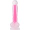 Прозрачно-розовый, светящийся в темноте фаллоимитатор  Не-Он  - 20 см.