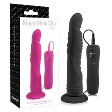 Черный вибратор на присоске 7 Mode Ripple Dildo - 15 см. 