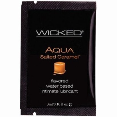 Лубрикант со вкусом соленой карамели Wicked Aqua Salted Caramel - 3 мл.