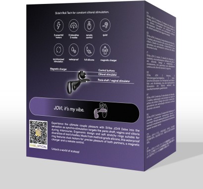 Черная насадка на пенис SVibe Jovi с пультом ДУ