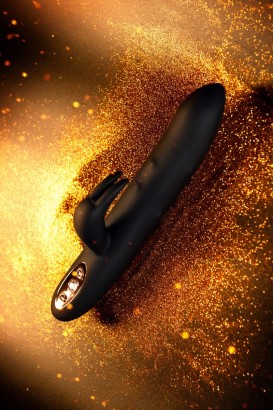 Черный вибратор-кролик Waname D-Splash Hail - 23,8 см.