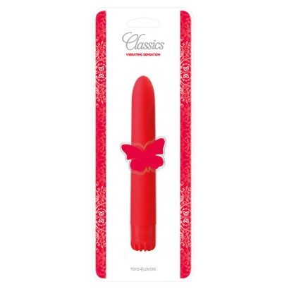 Красный классический вибратор CLASSIC VIBE RED MEDIUM - 18 см.