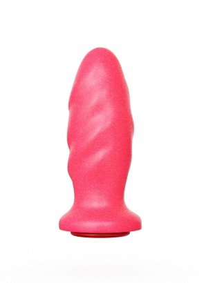 Розовая анальная пробка с рельефом - 12,9 см.
