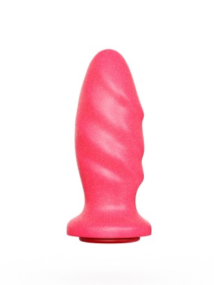 Розовая анальная пробка с рельефом - 12,9 см.