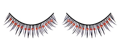 Чёрные ресницы средней длины с красными стразами