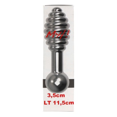 Серебристая пробка MH T1 с вибрацией и рёбрами - 11,5 см.