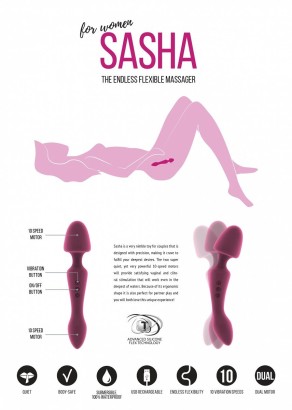 Розовый двусторонний вибратор Sasha - 22,5 см.