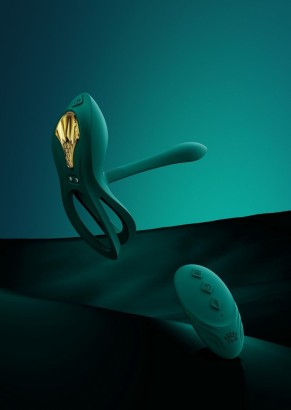 Зеленое эрекционное виброкольцо Bayek с пультом ДУ