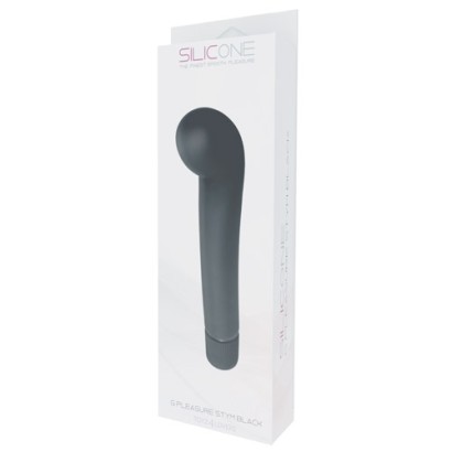 Чёрный вибростимулятор для G-точки G-PLEASURE STYM SILICONE - 12,5 см.