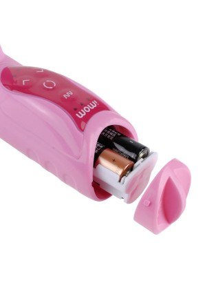 Розовый вибратор для тройной стимуляции - 25,7 см.