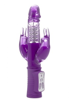 Фиолетовый вибратор Multiply с двумя отростками - 23,5 см.