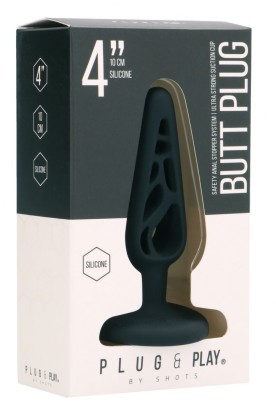 Черная анальная пробка 4 Inch Hollow №4 - 10 см.