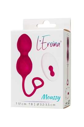 Бордовые вагинальные шарики Moussy с вибрацией и пультом ДУ