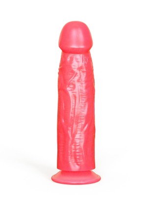 Розовый фаллоимитатор с подошвой-присоской - 18,5 см.